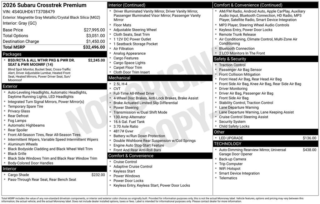 Certified 2026 Subaru Crosstrek 2.0i Premium AWD/4WD image 35