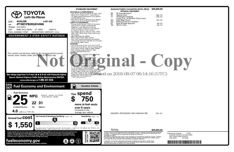 Used 2019 Toyota Avalon XSE w/ All Weather Liner Package image 3