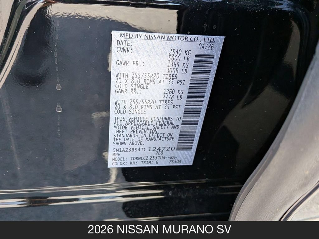 New 2026 Nissan Murano SV AWD/4WD image 24