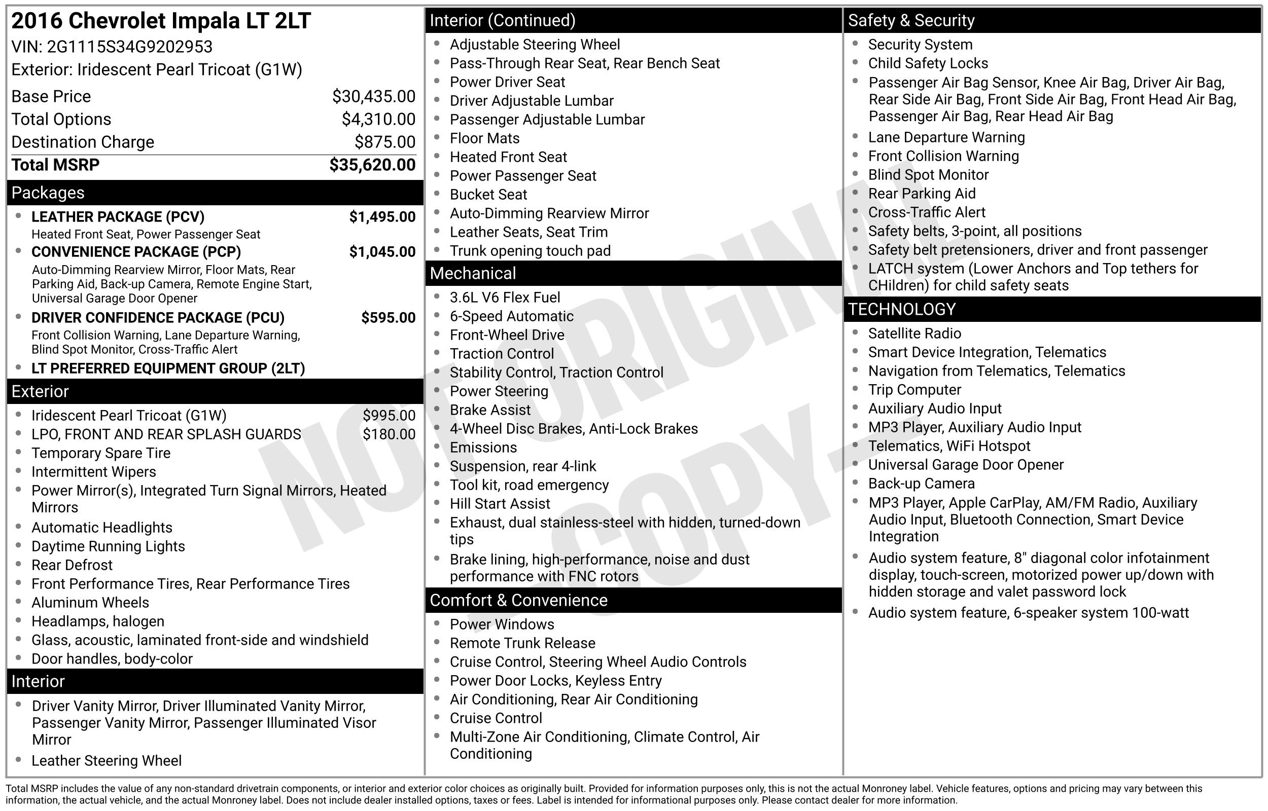 Used 2016 Chevrolet Impala LT w/ Leather Package FWD image 5