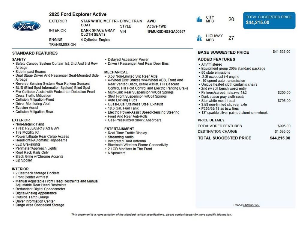 Used 2025 Ford Explorer Active AWD/4WD image 43