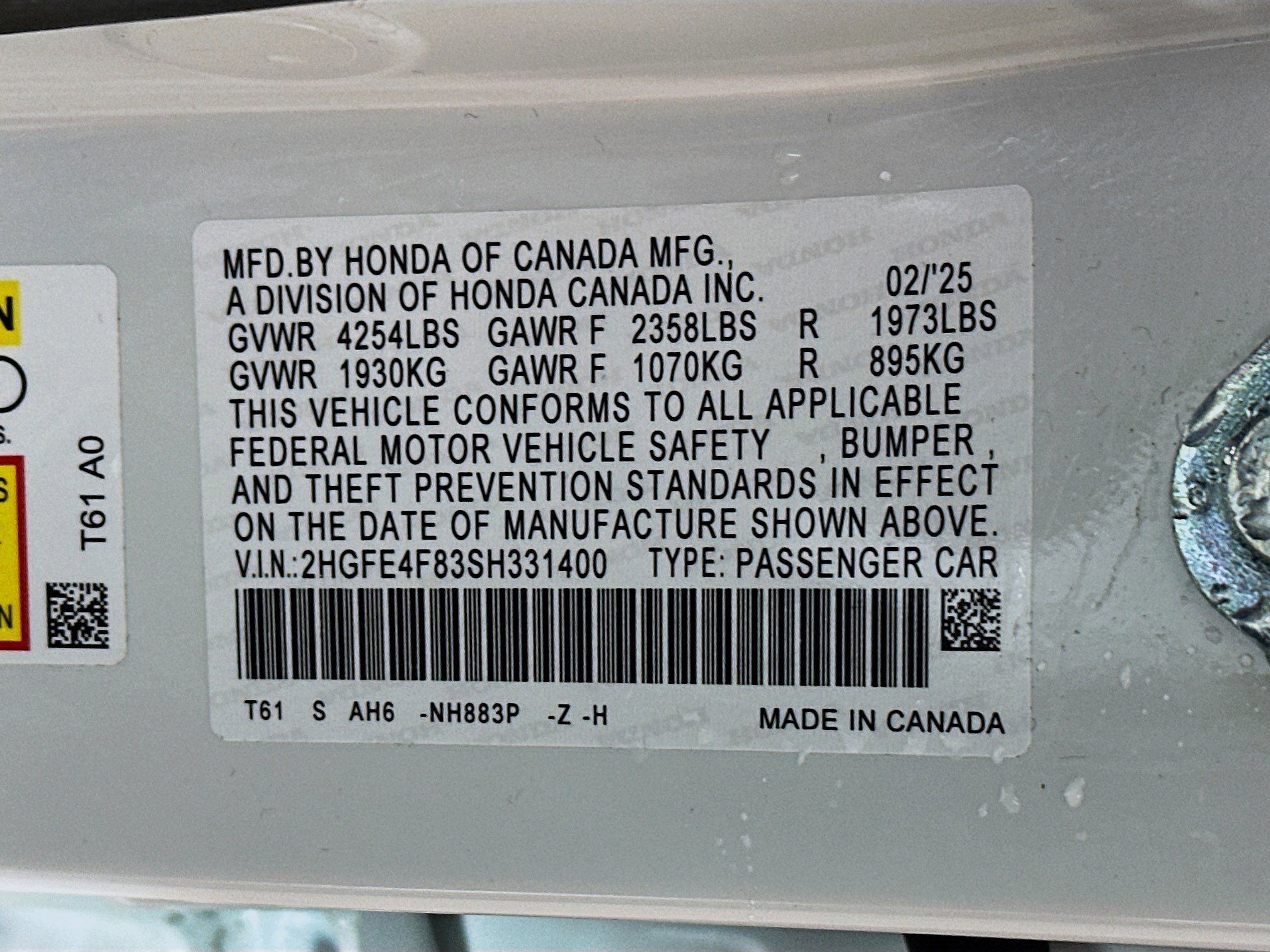 Certified 2025 Honda Civic Sport image 31