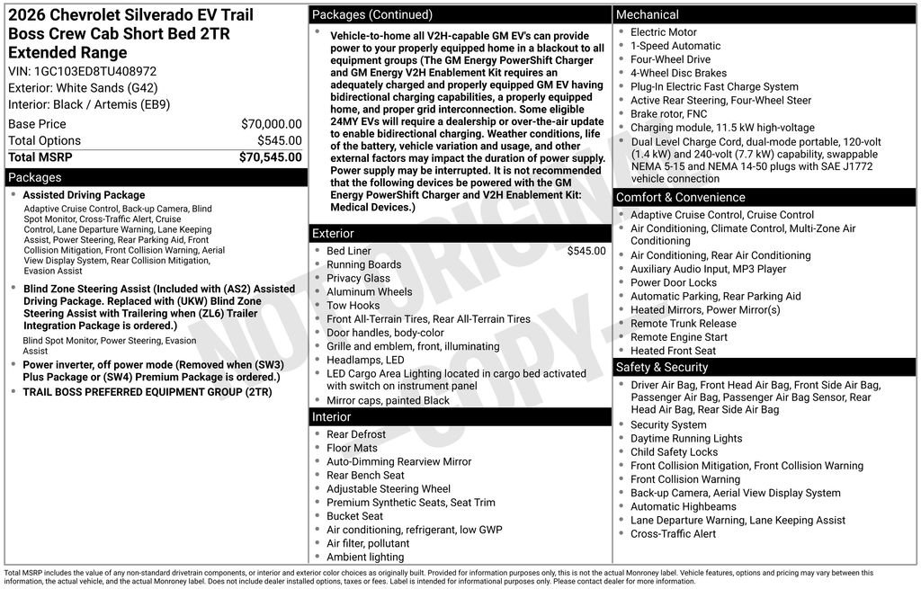 New 2026 Chevrolet Silverado EV Trail Boss image 2