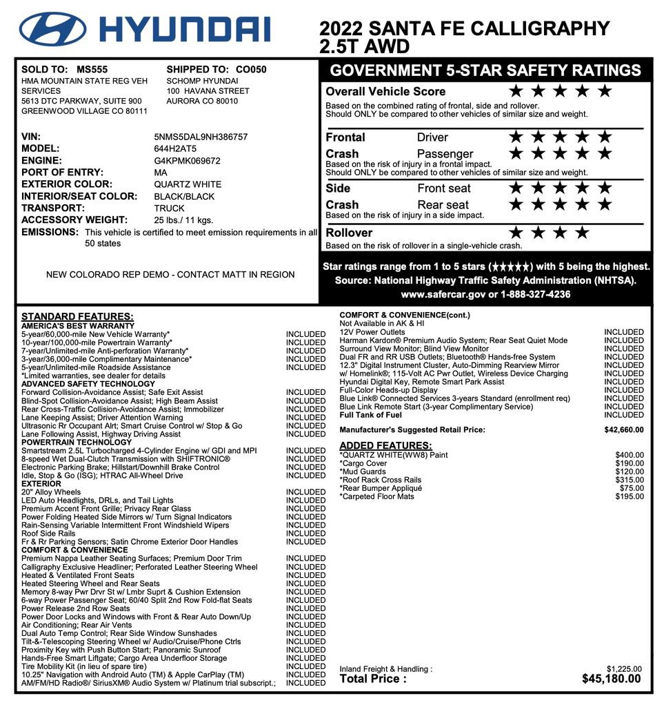 Used 2022 Hyundai Santa Fe Calligraphy image 2