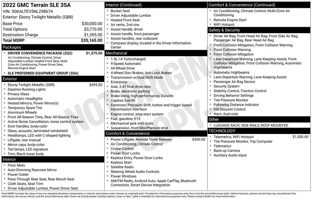 Used 2022 GMC Terrain SLE w/ Driver Convenience Package image 3