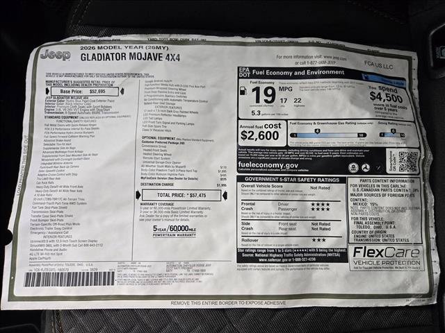 New 2026 Jeep Gladiator Mojave AWD/4WD image 17