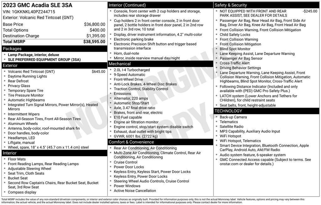 Used 2023 GMC Acadia SLE FWD image 37