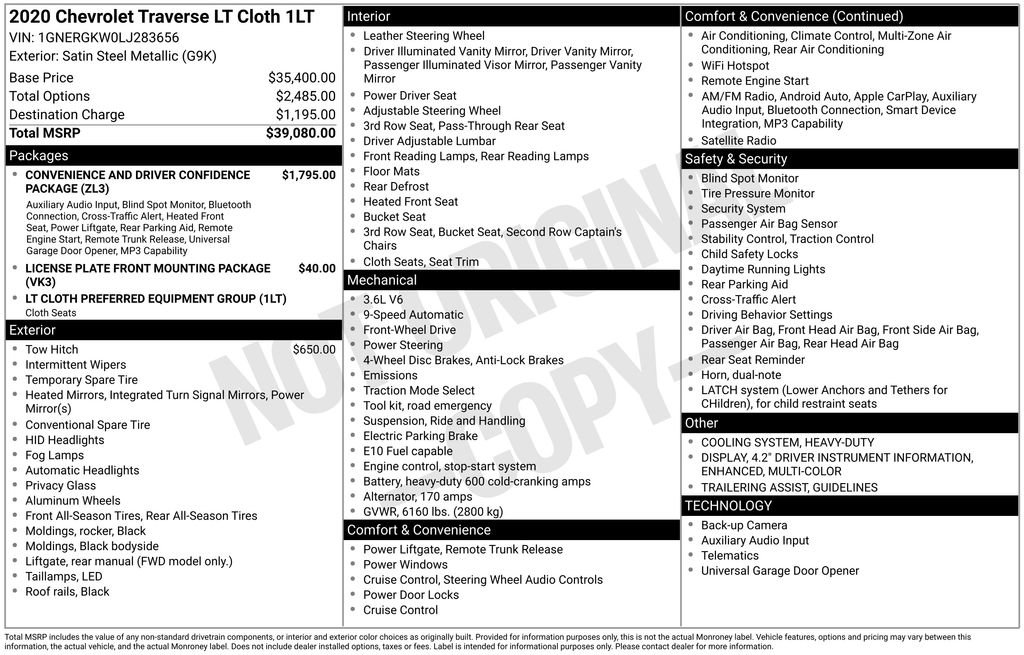 Certified 2020 Chevrolet Traverse LT FWD image 4