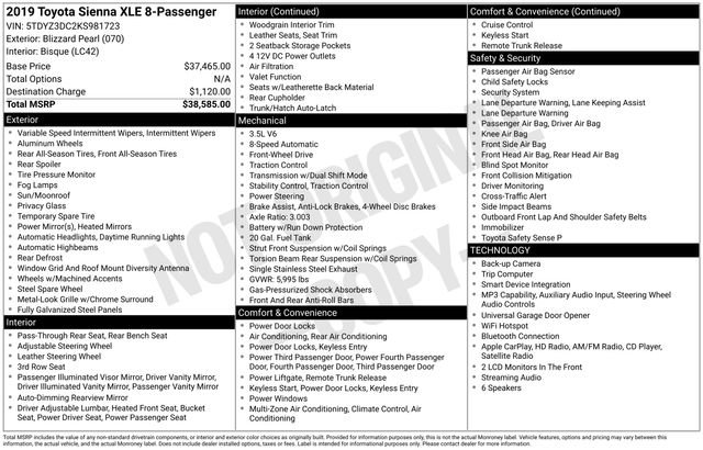 Used 2019 Toyota Sienna XLE FWD image 36