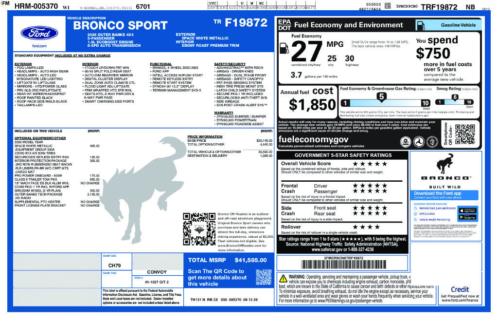 New 2026 Ford Bronco Sport Outer Banks w/ Outer Banks Tech Package+ AWD/4WD image 2