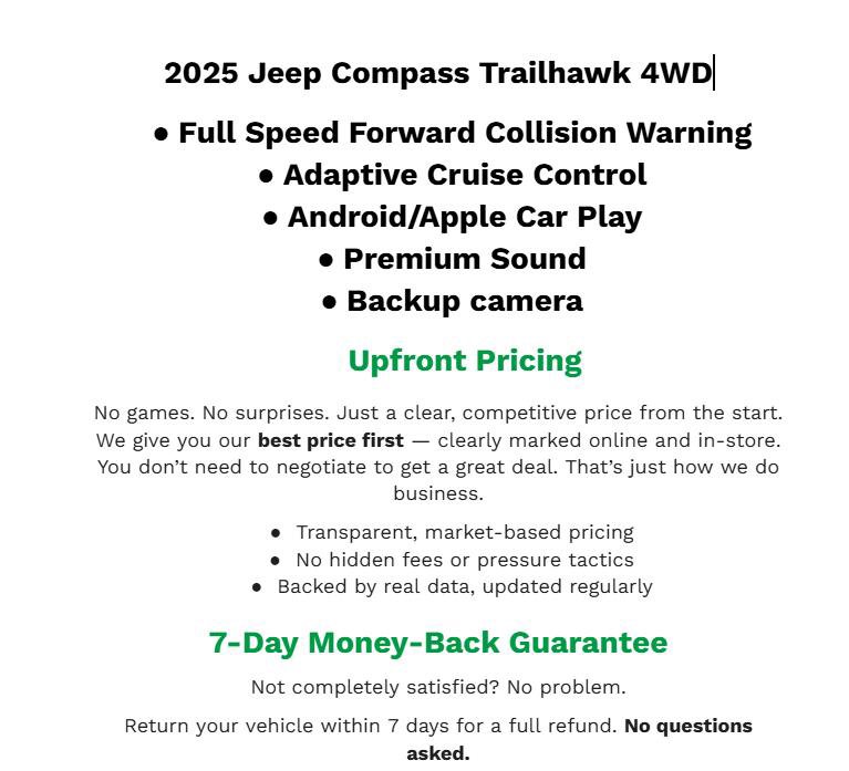 Used 2025 Jeep Compass Trailhawk AWD/4WD image 1