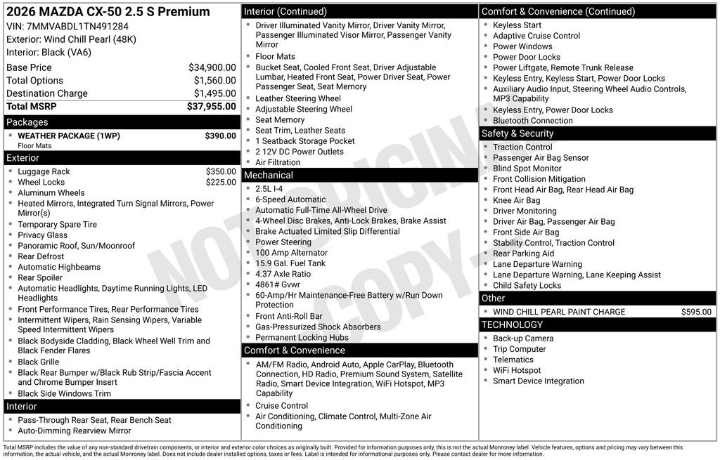 New 2026 MAZDA CX-50 AWD 2.5 S w/ Weather Package image 36