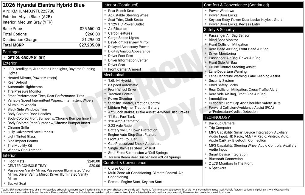 New 2026 Hyundai Elantra Hybrid FWD image 19