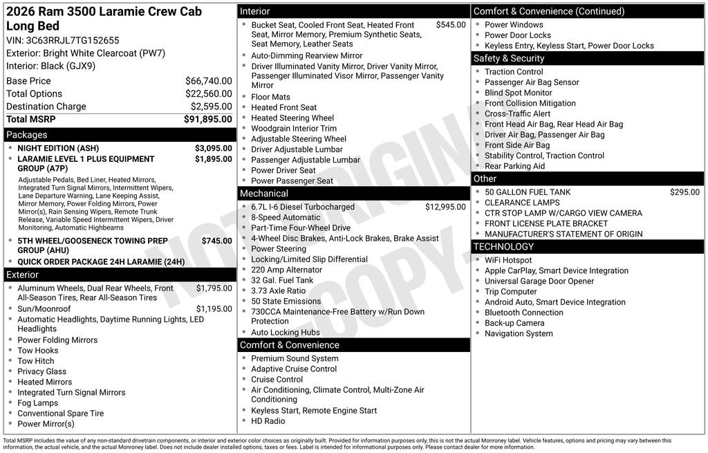 New 2026 RAM 3500 Laramie w/ Night Edition AWD/4WD image 33