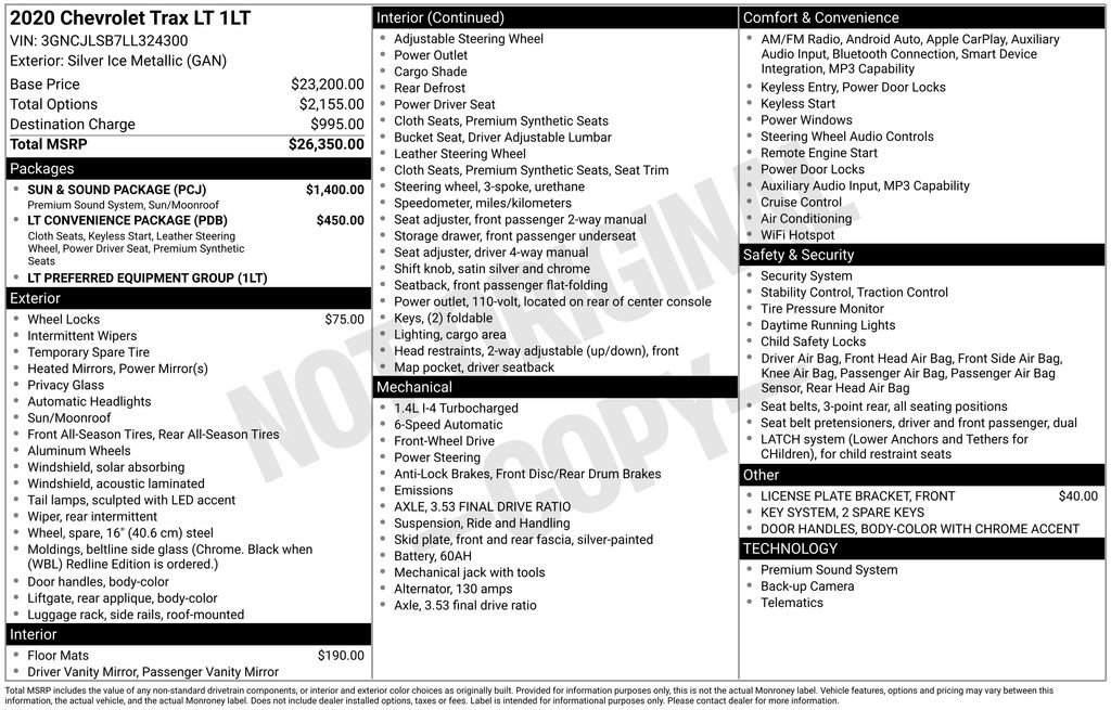 Used 2020 Chevrolet Trax LT w/ Sun & Sound Package FWD image 8