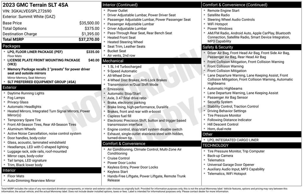 Used 2023 GMC Terrain SLT w/ LPO, Floor Liner Package AWD/4WD image 35
