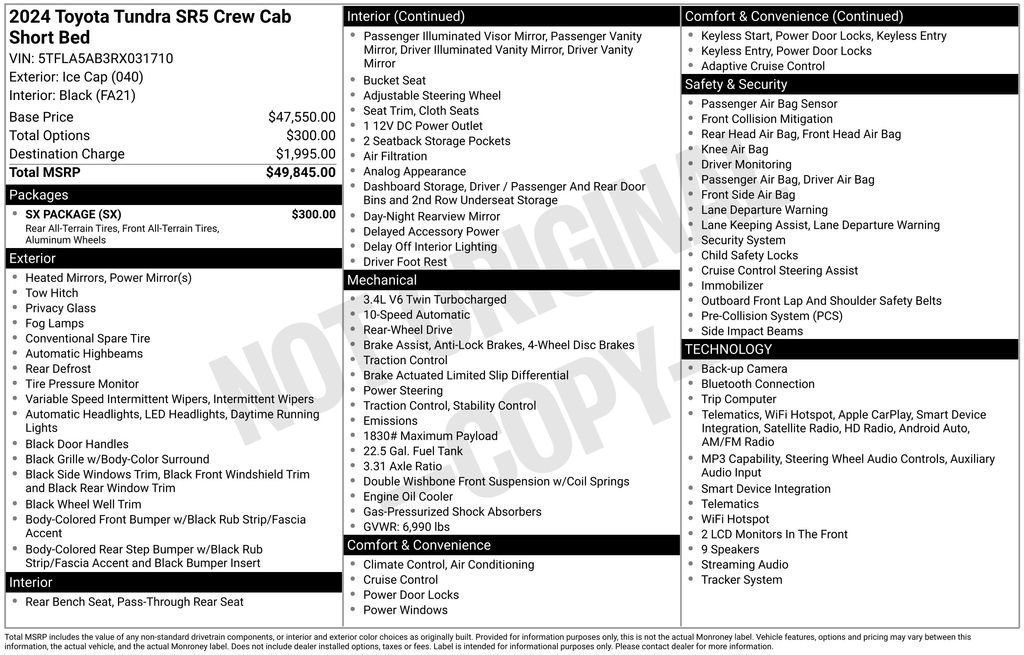 Used 2024 Toyota Tundra SR5 w/ SX Package RWD image 32