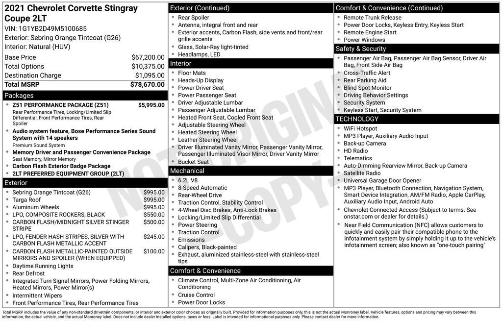 Used 2021 Chevrolet Corvette Stingray Preferred Cpe w/ Z51 Performance Package RWD image 19