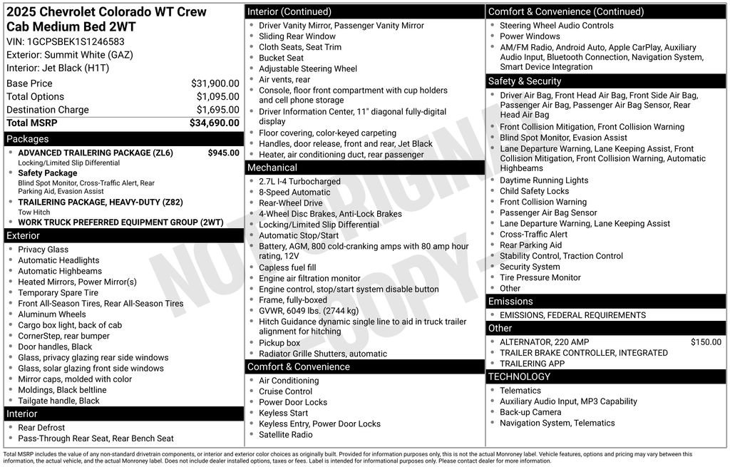 New 2025 Chevrolet Colorado W/T w/ Advanced Trailering Package image 28