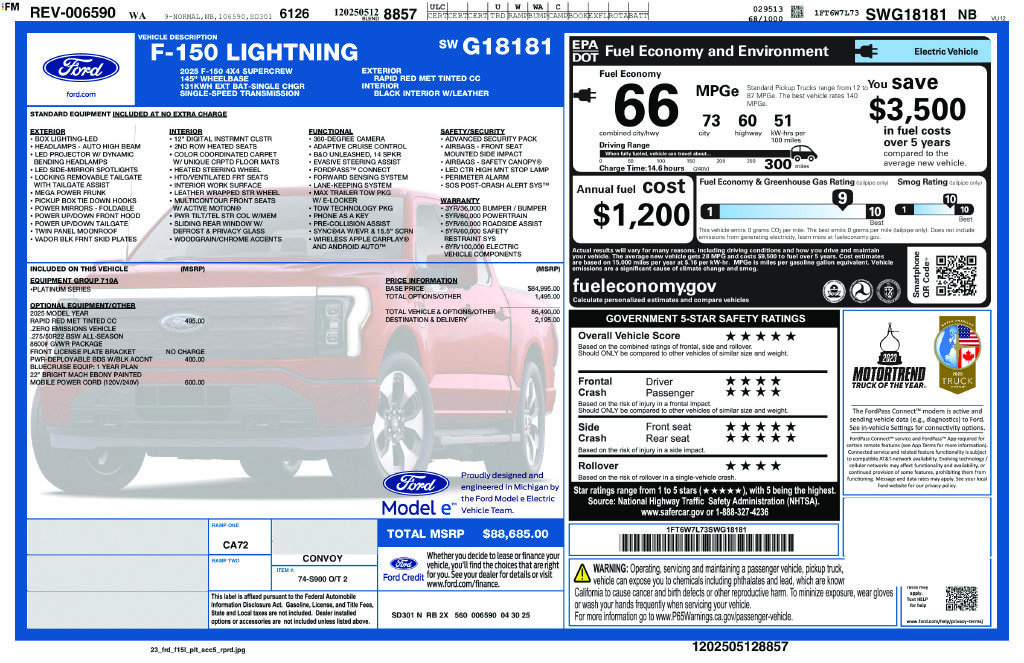 Certified 2025 Ford F150 Lightning Platinum AWD/4WD image 33