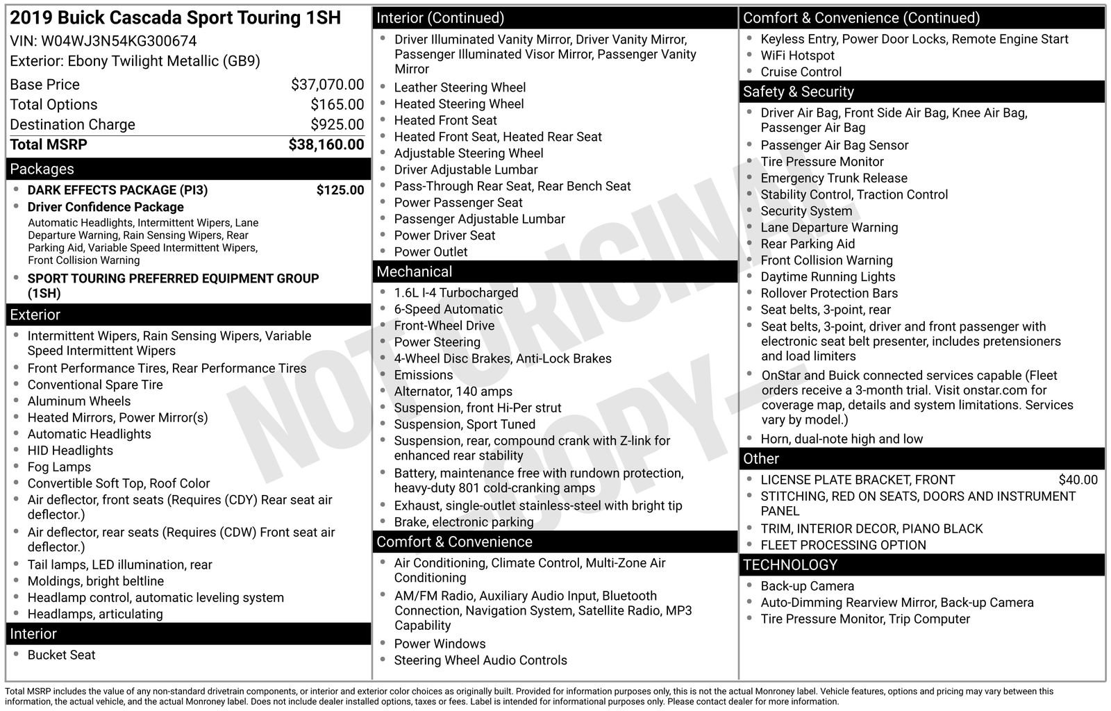 Used 2019 Buick Cascada Sport Touring w/ Dark Effects Package image 42
