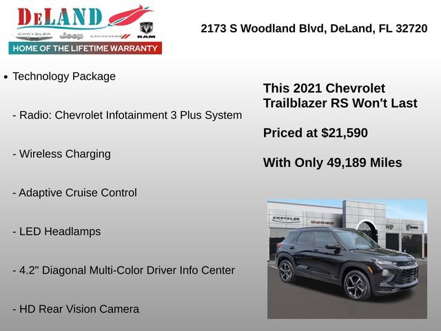 Used 2021 Chevrolet TrailBlazer RS w/ Sun and Liftgate Package AWD/4WD image 6