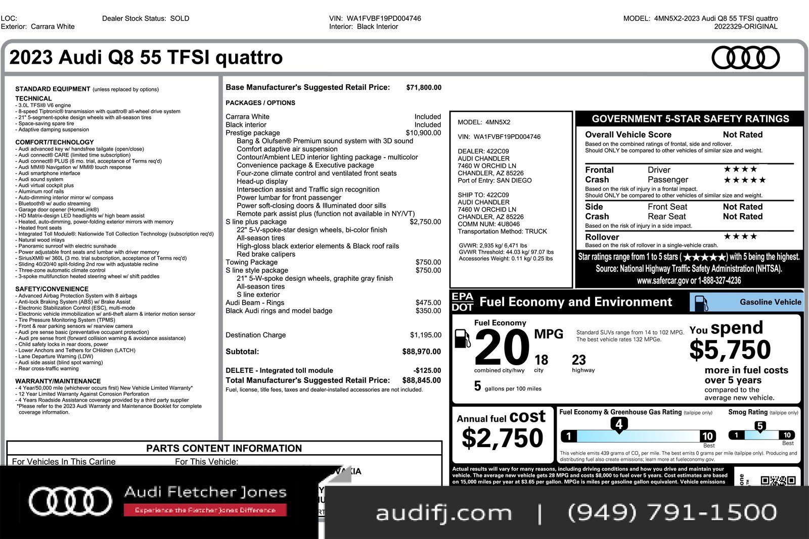 Used 2023 Audi Q8 Prestige w/ Prestige Package image 2