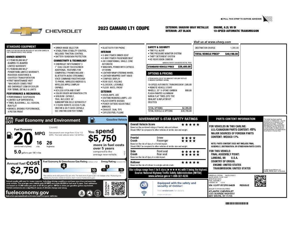 Used 2023 Chevrolet Camaro LT RWD image 8