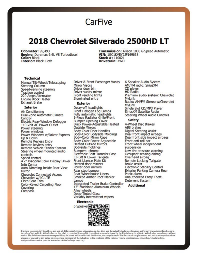 Used 2018 Chevrolet Silverado 2500 LT w/ LT Convenience Package AWD/4WD image 30