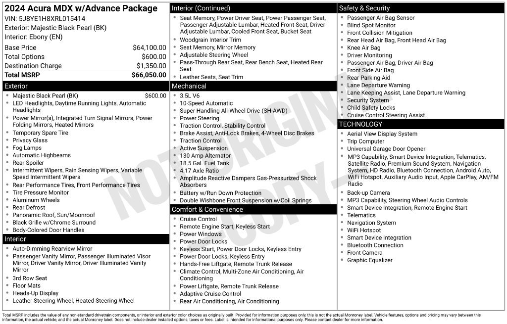 Used 2024 Acura MDX w/ Advance Package AWD/4WD image 4