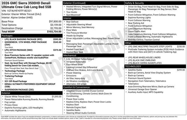 New 2026 GMC Sierra 3500 Denali Ultimate w/ LPO, Black Badging Package AWD/4WD image 37