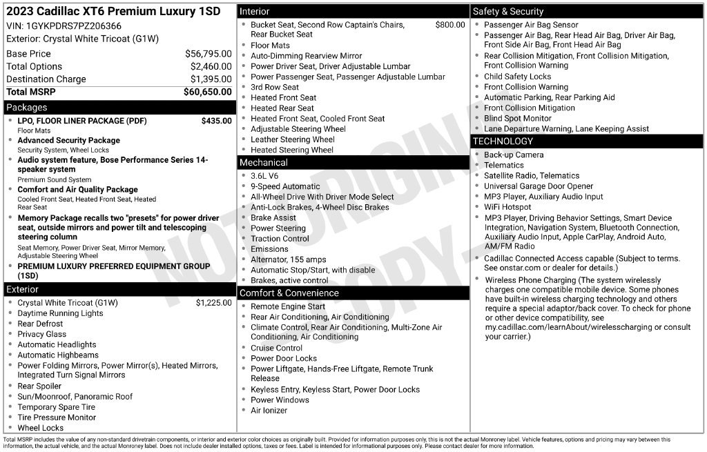 Certified 2023 Cadillac XT6 Premium Luxury w/ LPO, Floor Liner Package AWD/4WD image 21