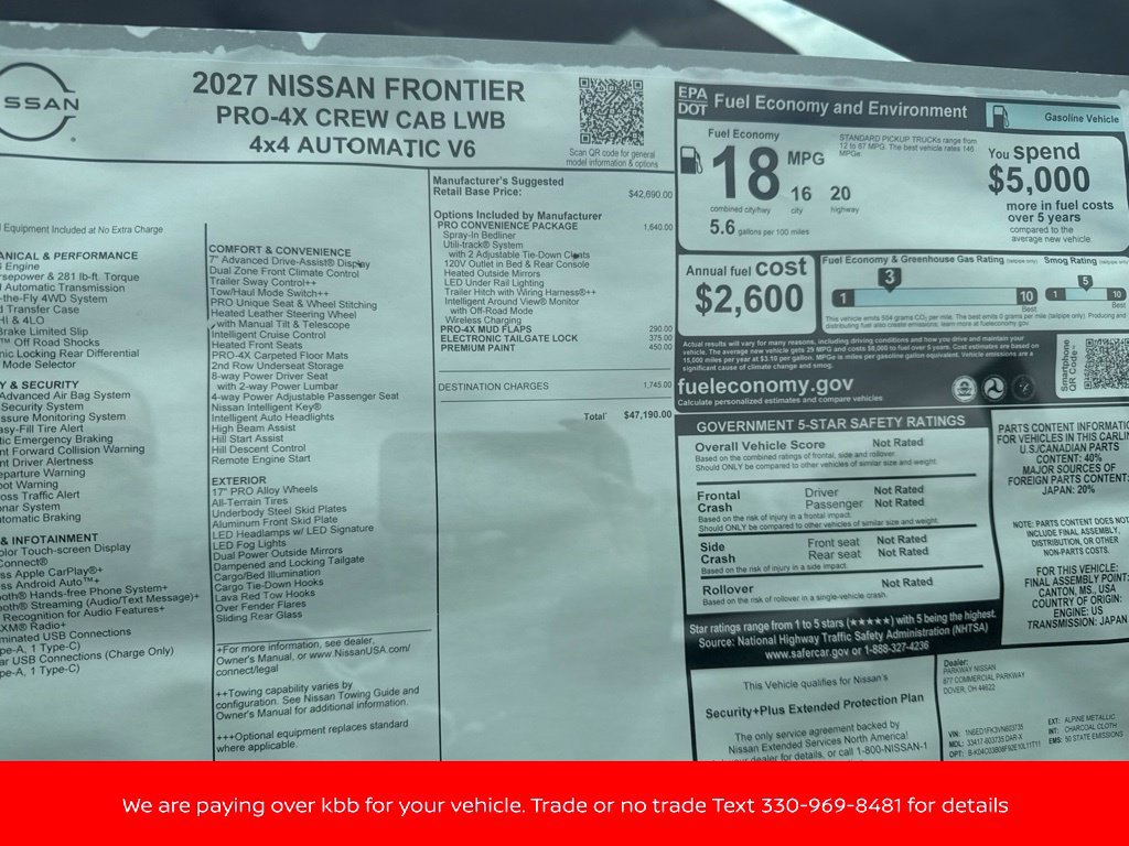New 2027 Nissan Frontier PRO-4X w/ Pro Convenience Package AWD/4WD image 39