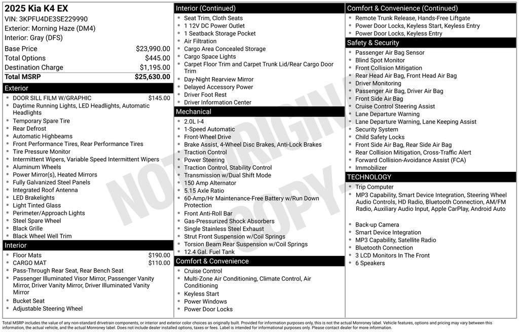 Certified 2025 Kia K4 EX FWD image 24
