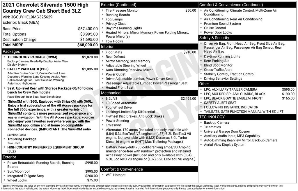 Certified 2021 Chevrolet Silverado 1500 High Country w/ Technology Package AWD/4WD image 35
