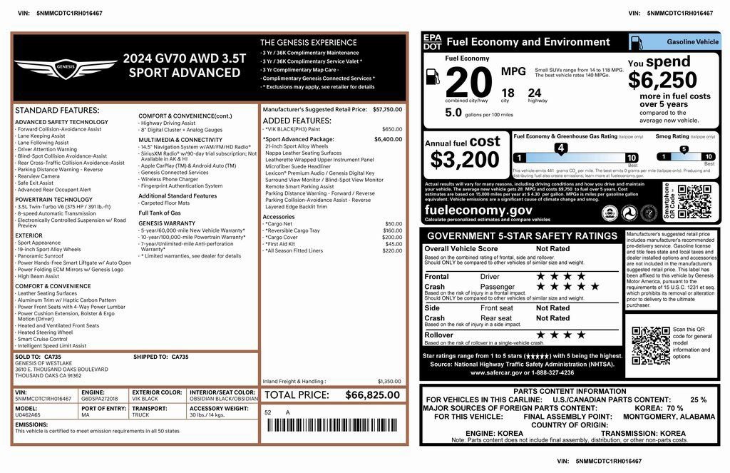 Used 2024 Genesis GV70 3.5T Sport w/ Sport Advanced Package image 4