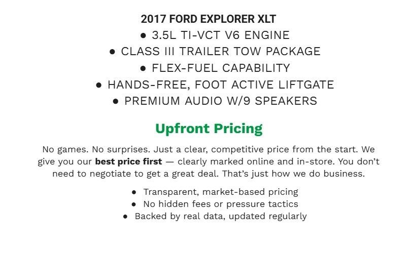 Used 2017 Ford Explorer XLT w/ Equipment Group 201A AWD/4WD image 2