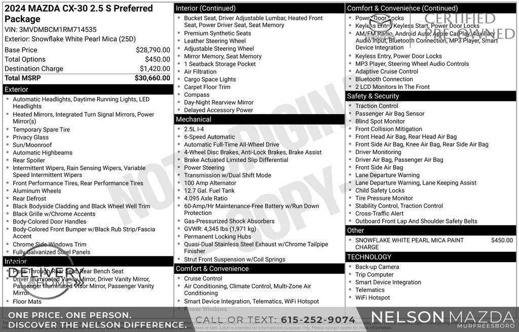 Certified 2024 MAZDA CX-30 AWD 2.5 S w/ Preferred Package image 2