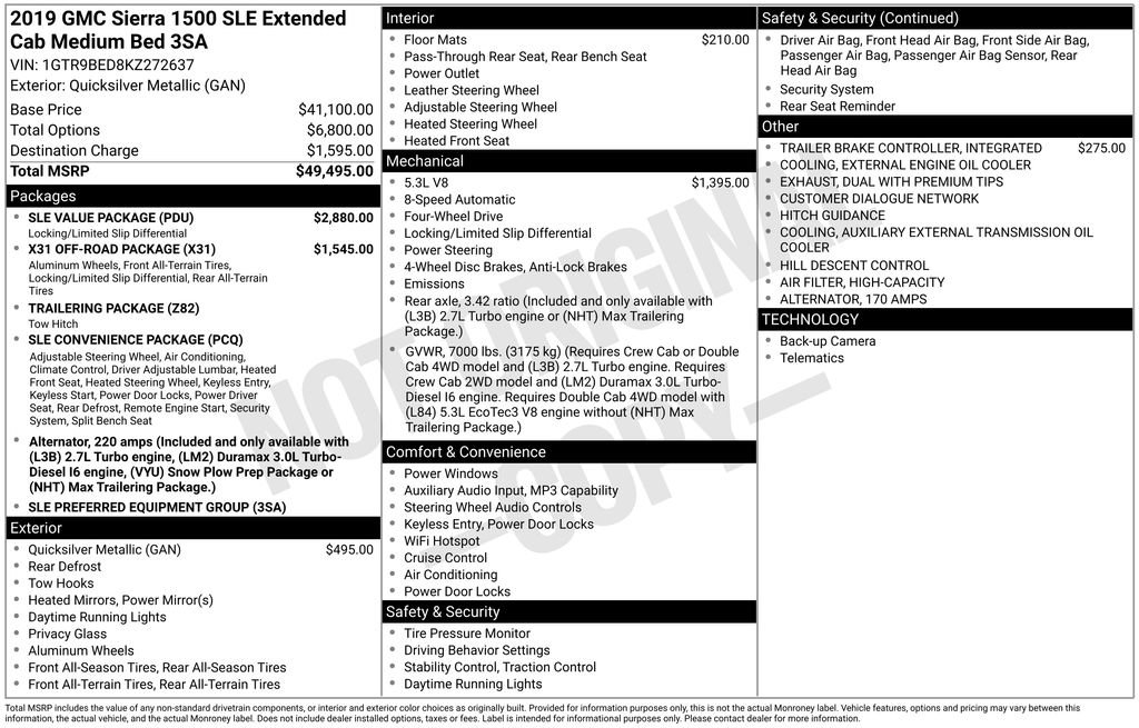 Certified 2019 GMC Sierra 1500 SLE w/ SLE Value Package AWD/4WD image 13