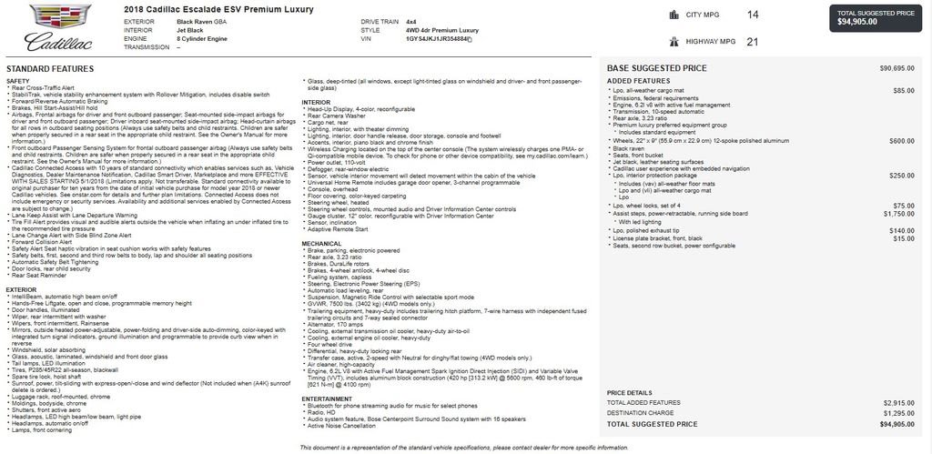 Used 2018 Cadillac Escalade ESV Premium Luxury AWD/4WD image 37