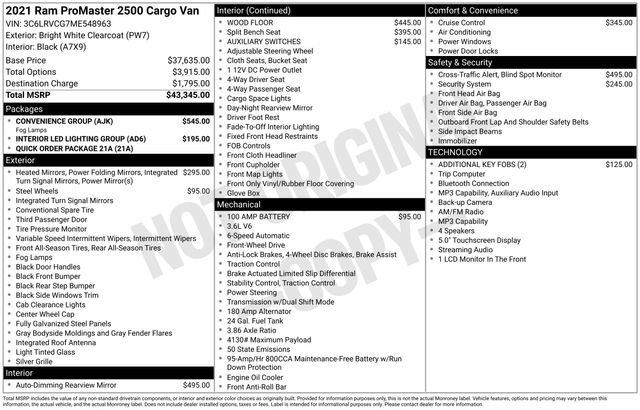Used 2021 RAM ProMaster 2500 w/ Convenience Group FWD image 29