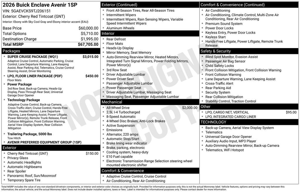 New 2026 Buick Enclave Avenir w/ Super Cruise Package AWD/4WD image 52