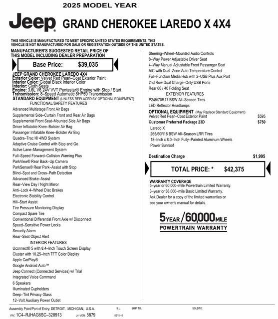 Used 2025 Jeep Grand Cherokee Laredo X AWD/4WD image 4