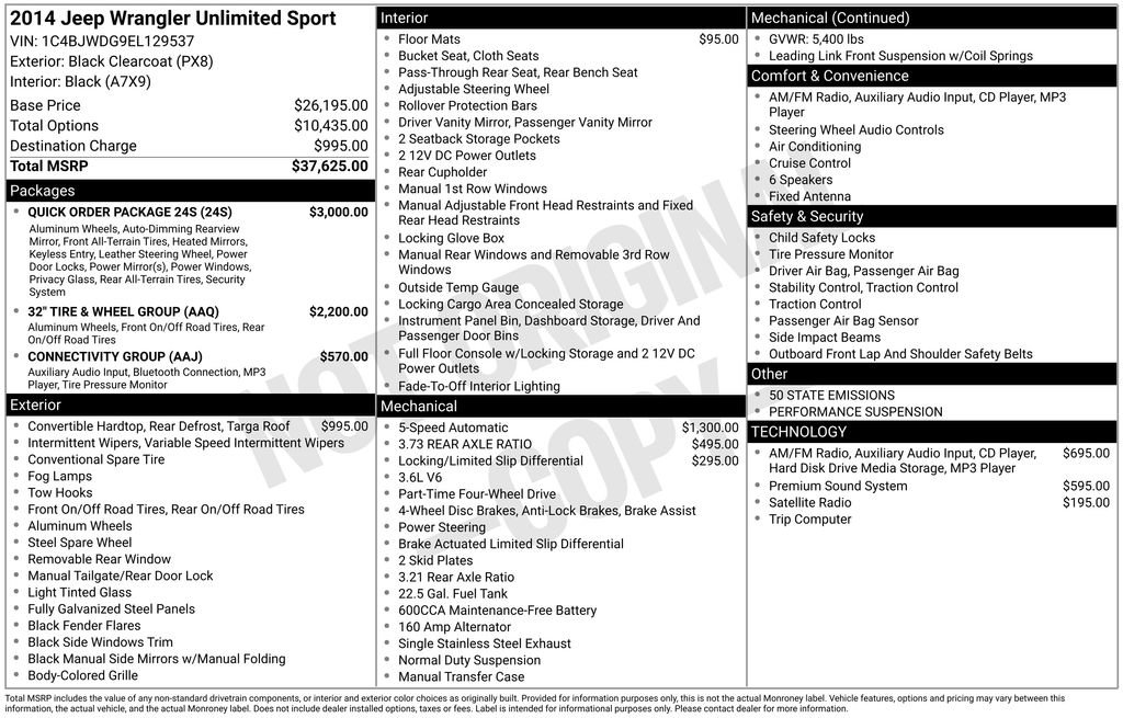 Used 2014 Jeep Wrangler Unlimited Sport w/ Quick Order Package 24S image 28