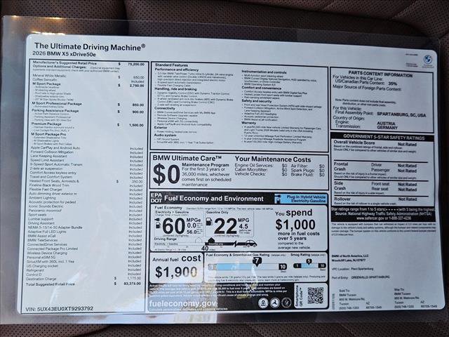 New 2026 BMW X5 xDrive50e w/ M Sport Package image 19