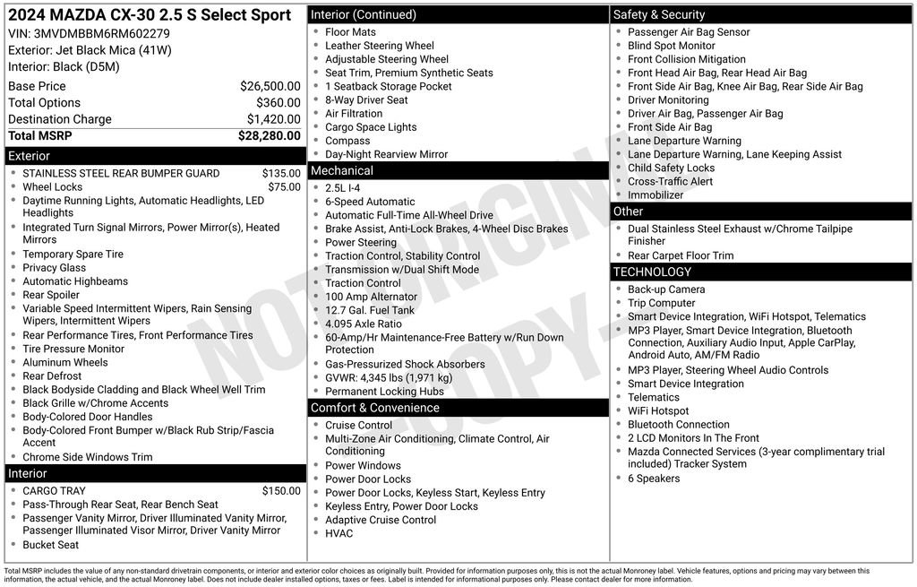 Certified 2024 MAZDA CX-30 AWD 2.5 S w/ Select Sport Pkg image 2