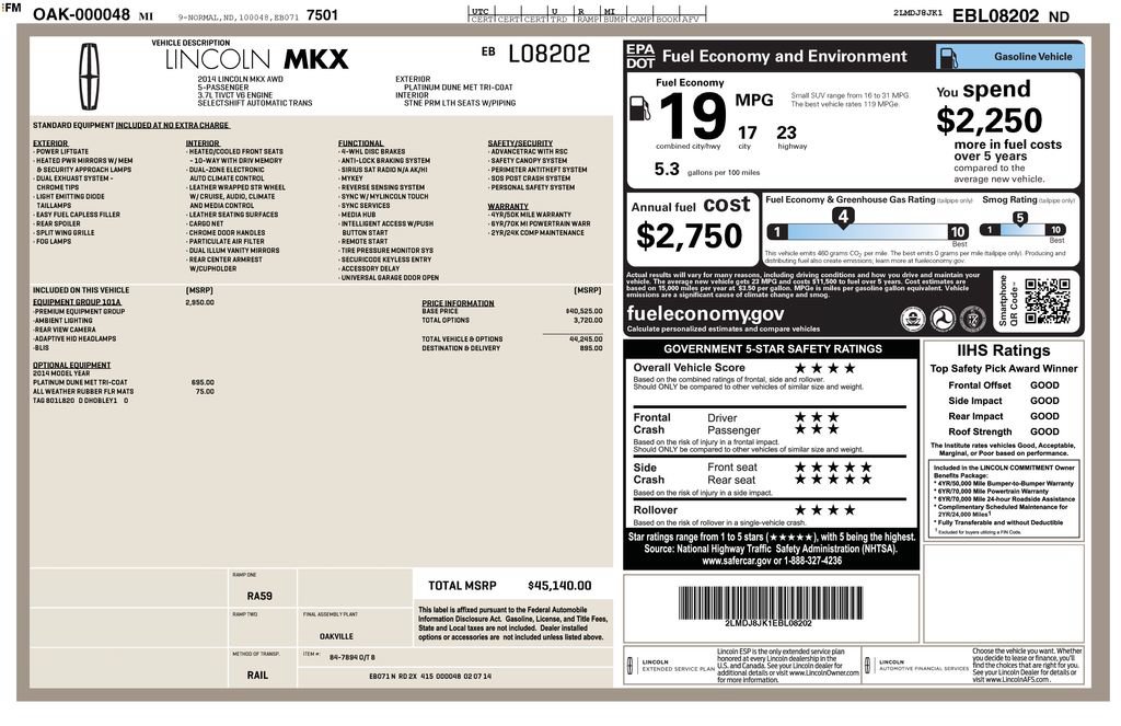 Used 2014 Lincoln MKX AWD w/ Equipment Group 101A image 30