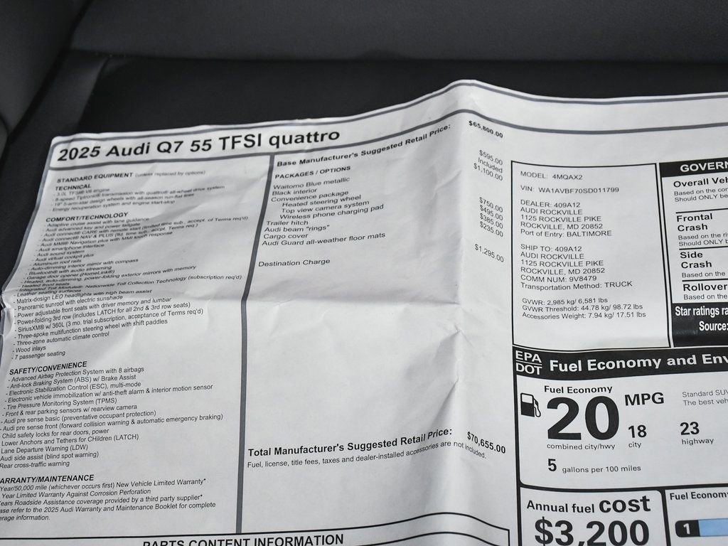 Used 2025 Audi Q7 3.0T Premium w/ Convenience Package image 87