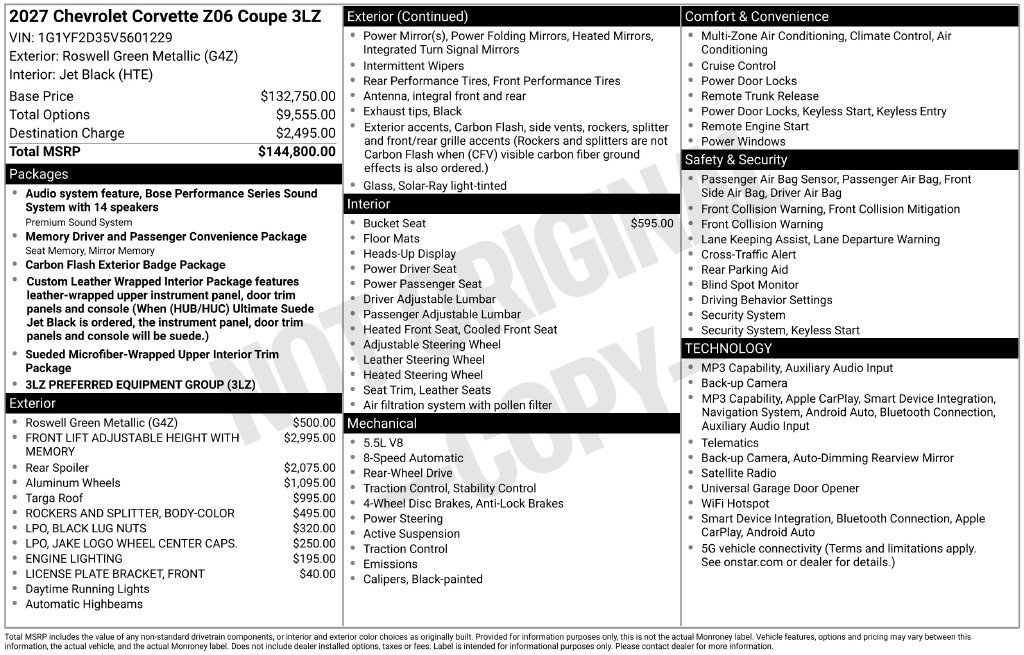 New 2027 Chevrolet Corvette Z06 RWD image 6
