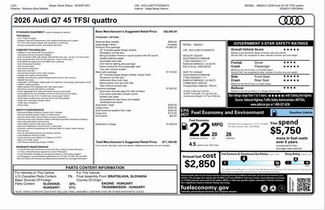 New 2026 Audi Q7 2.0T Premium Plus image 33